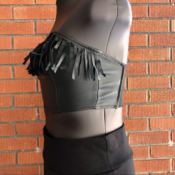 1980s IOU Leather Bodice with Fringe - Picture 5 of 12